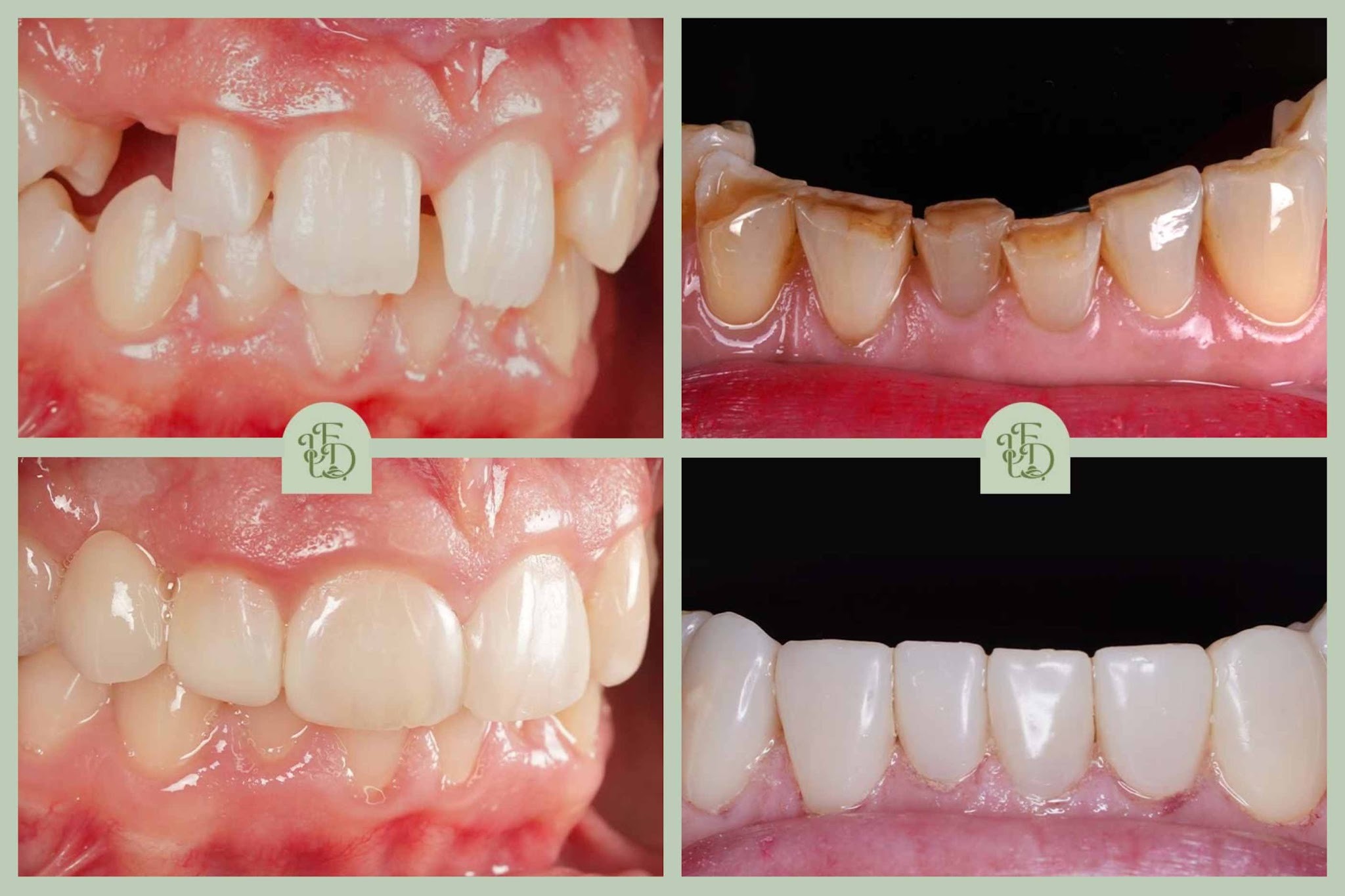 Composite bonding before and after results for chipped and worn front teeth in Purley