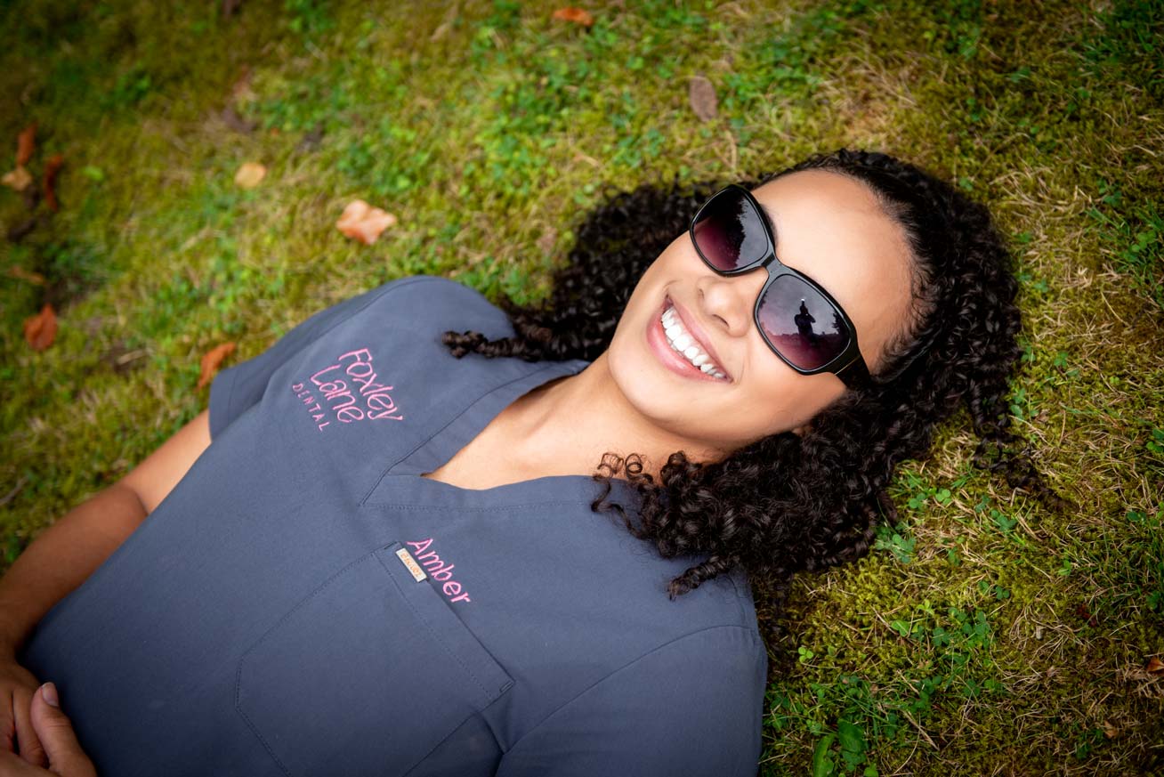 Dental nurse Amber Payne at a cosmetic dentistry appointment, supporting porcelain veneer treatment planning