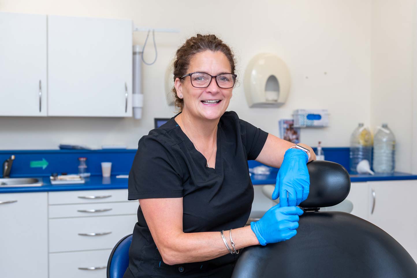 Dental hygienist Vicky Harris preparing for a patient appointment