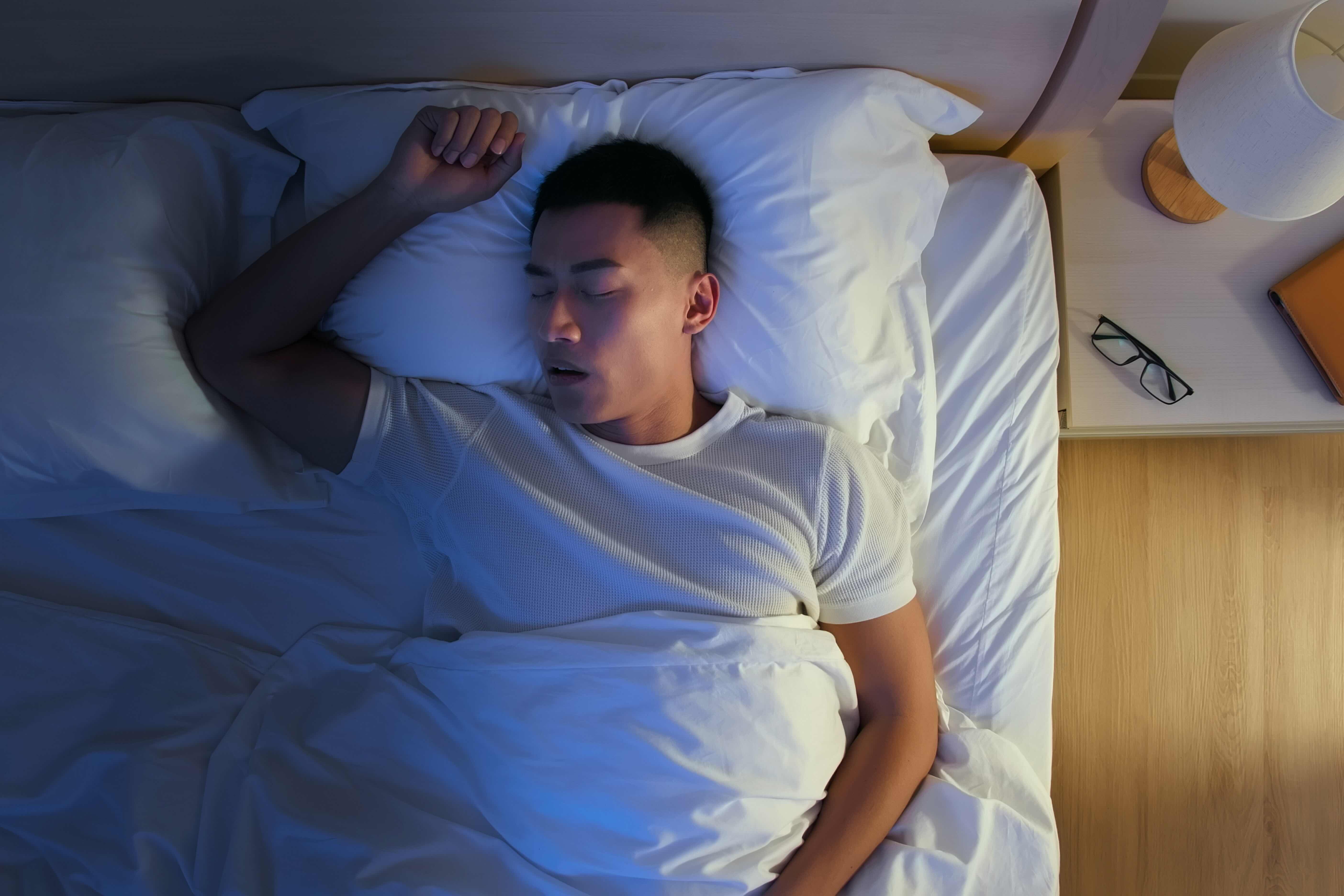 Obstructive sleep apnoea causing disrupted sleep and breathing interruptions at night
