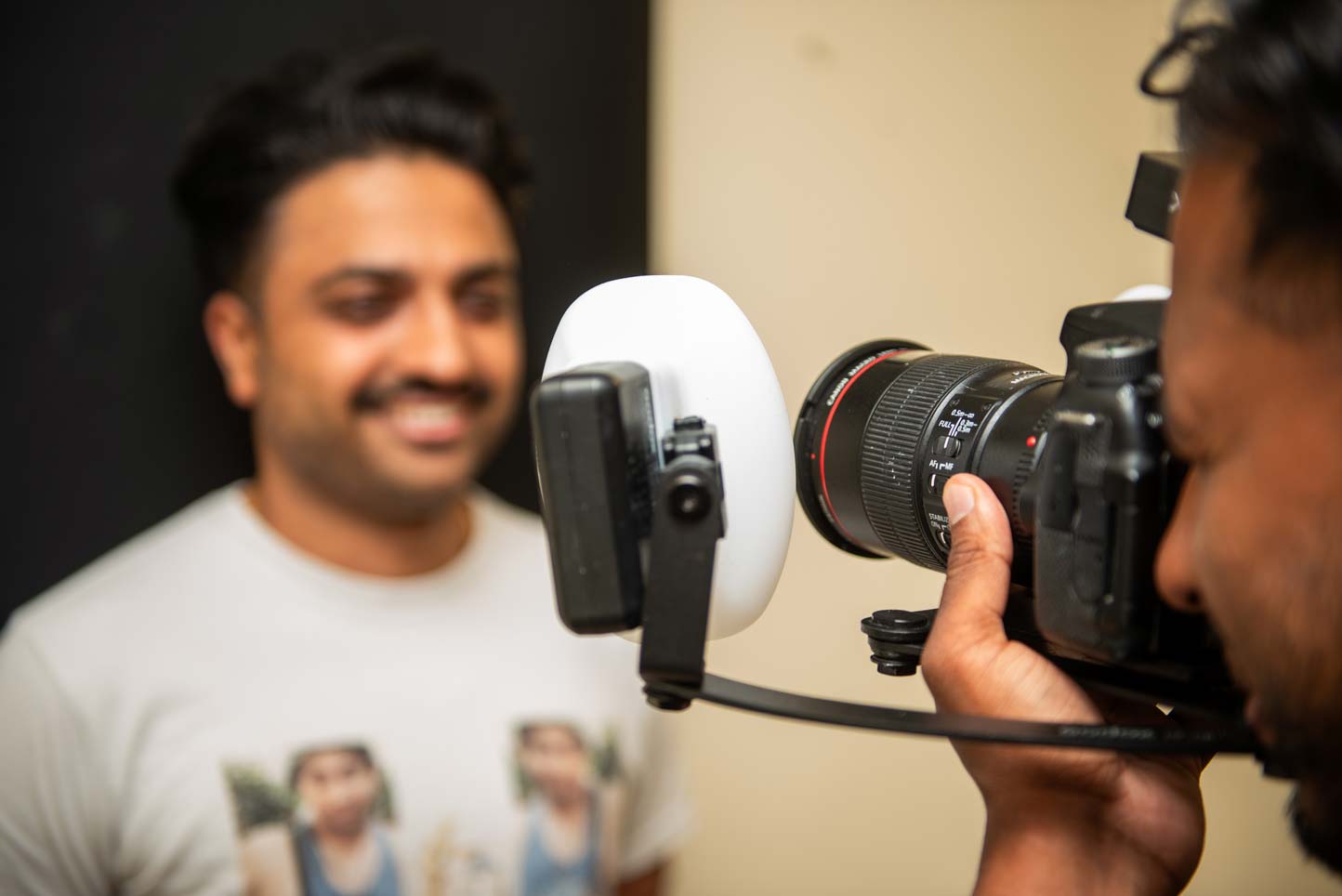 Dentist Ankit Patel being photographed